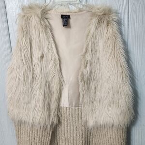 Rue21 Cream Fuzzy Cardigan Vest